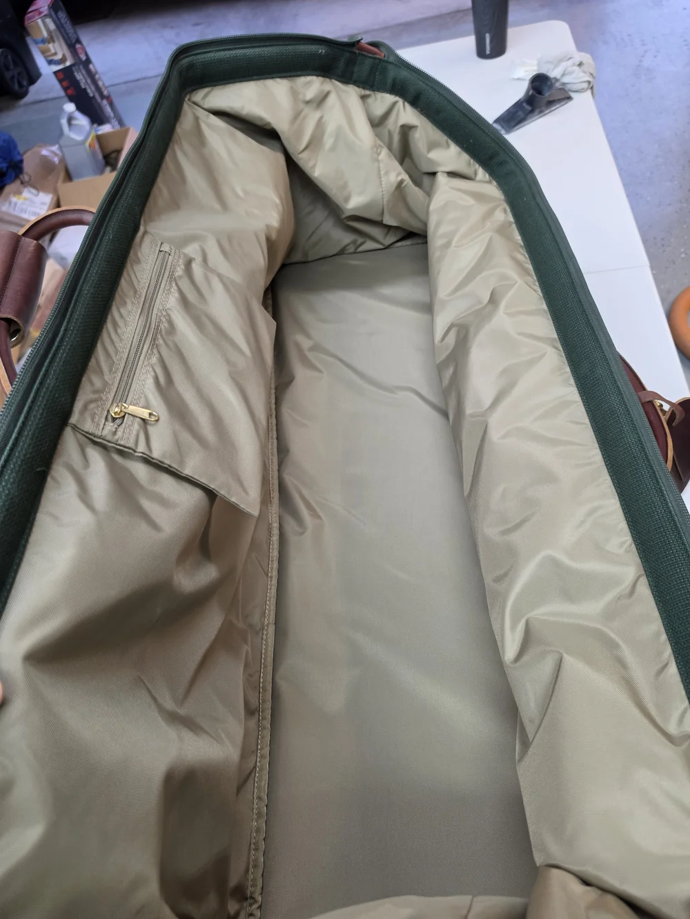Orvis Battenkill Green Canvas & Brown Leather Travel Duffel Roller